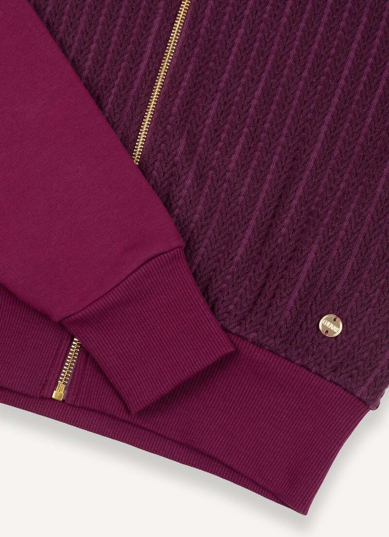 Cable-knit sweatshirt with zip