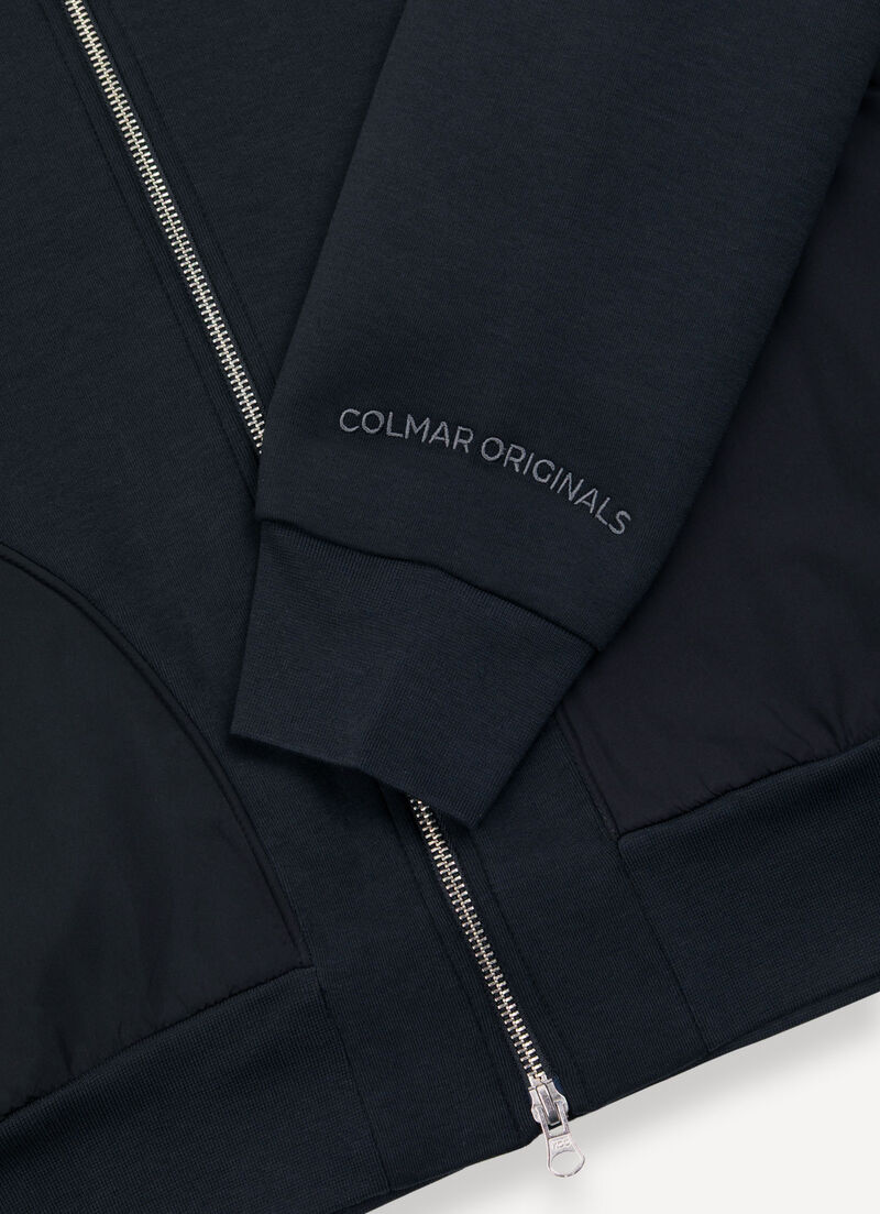 Hooded sweatshirt with nylon inserts