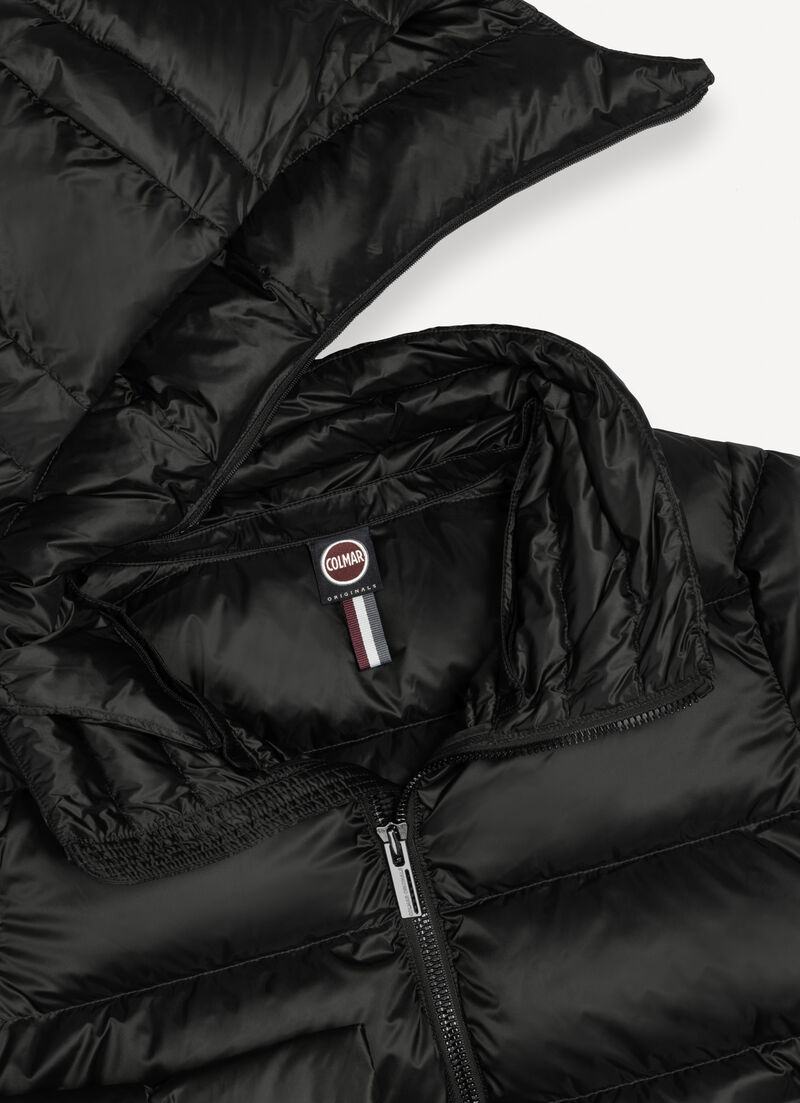 Down jacket with detachable hood