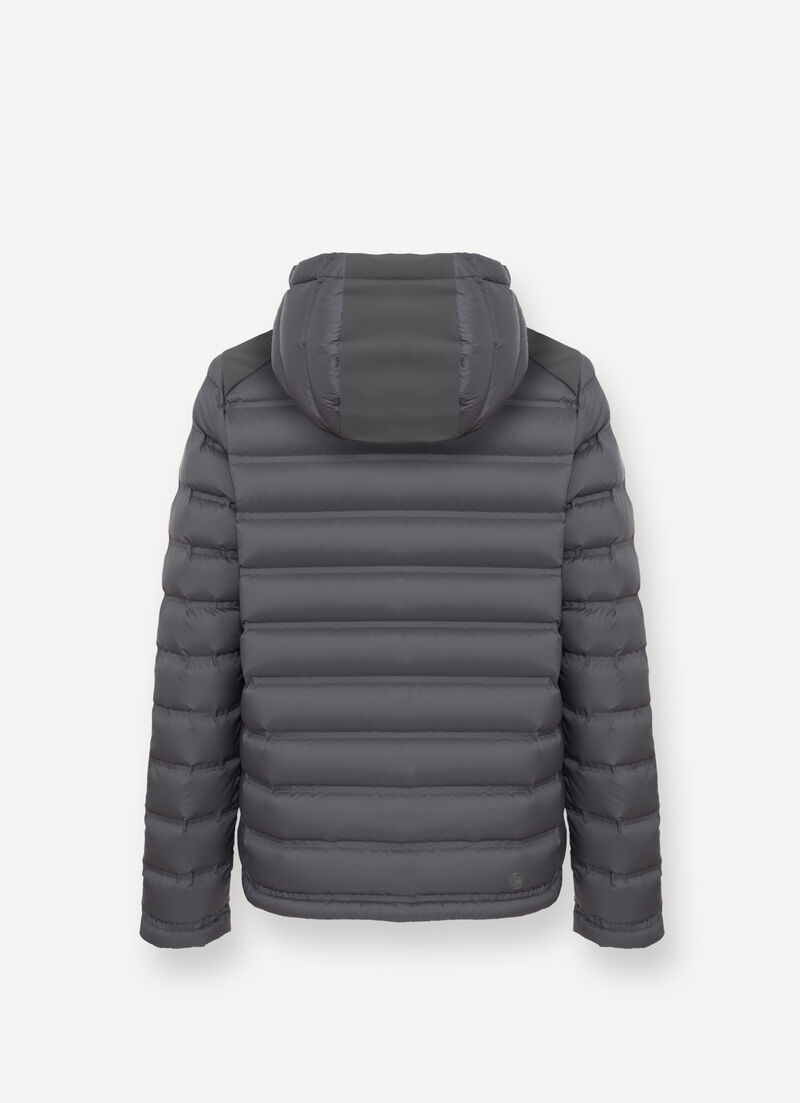 Seamless quilted down jacket with smooth inserts