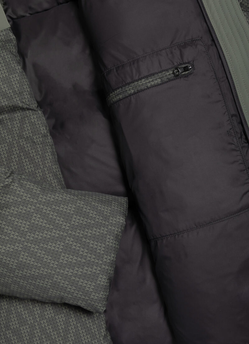 Down jacket with geometric print