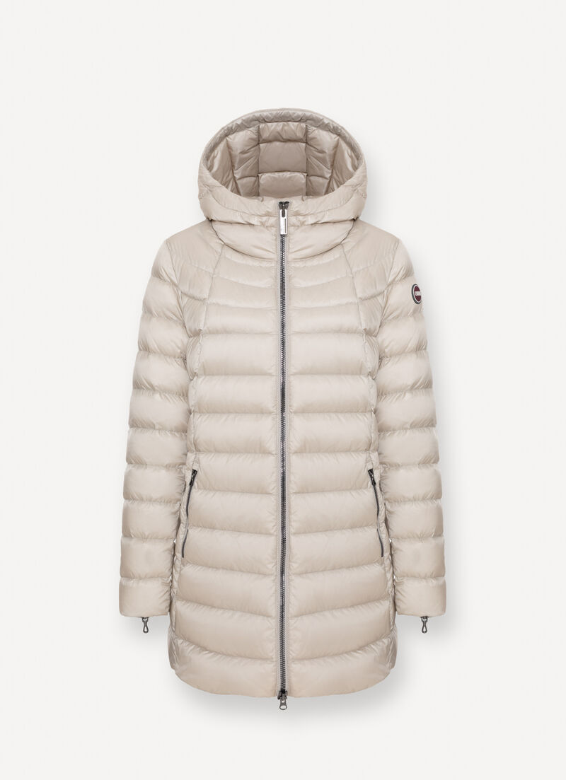 Hooded A-line down jacket