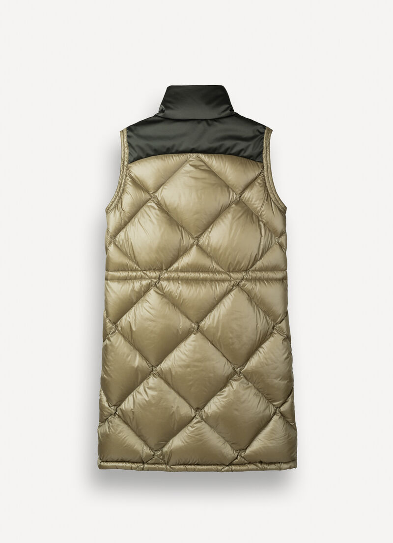 Colour-block down-padded maxi-vest