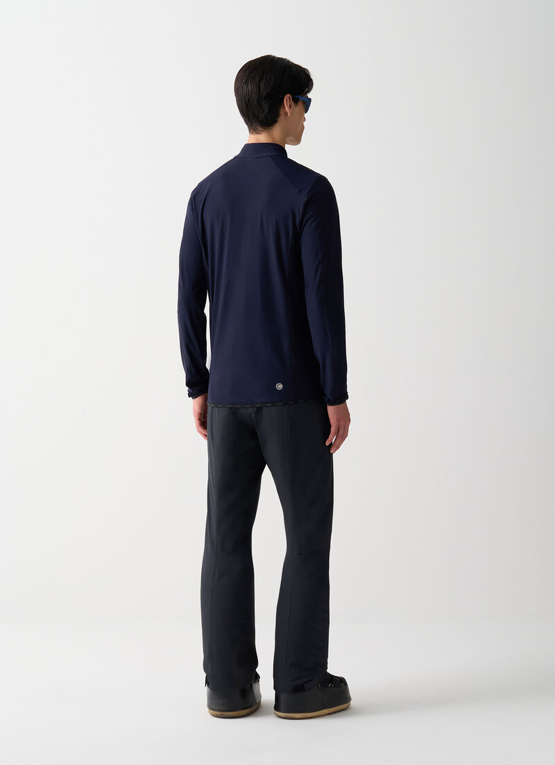 Thermal stretch ski jumper with half-zip