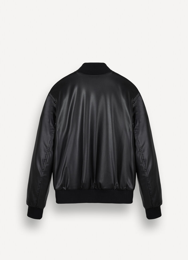 Faux leather bomber jacket