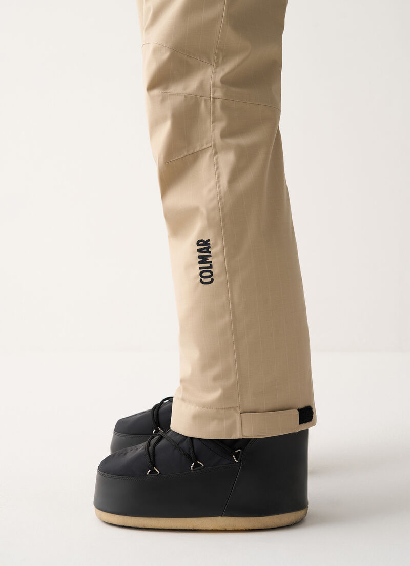 Padded pinstripe ski trousers