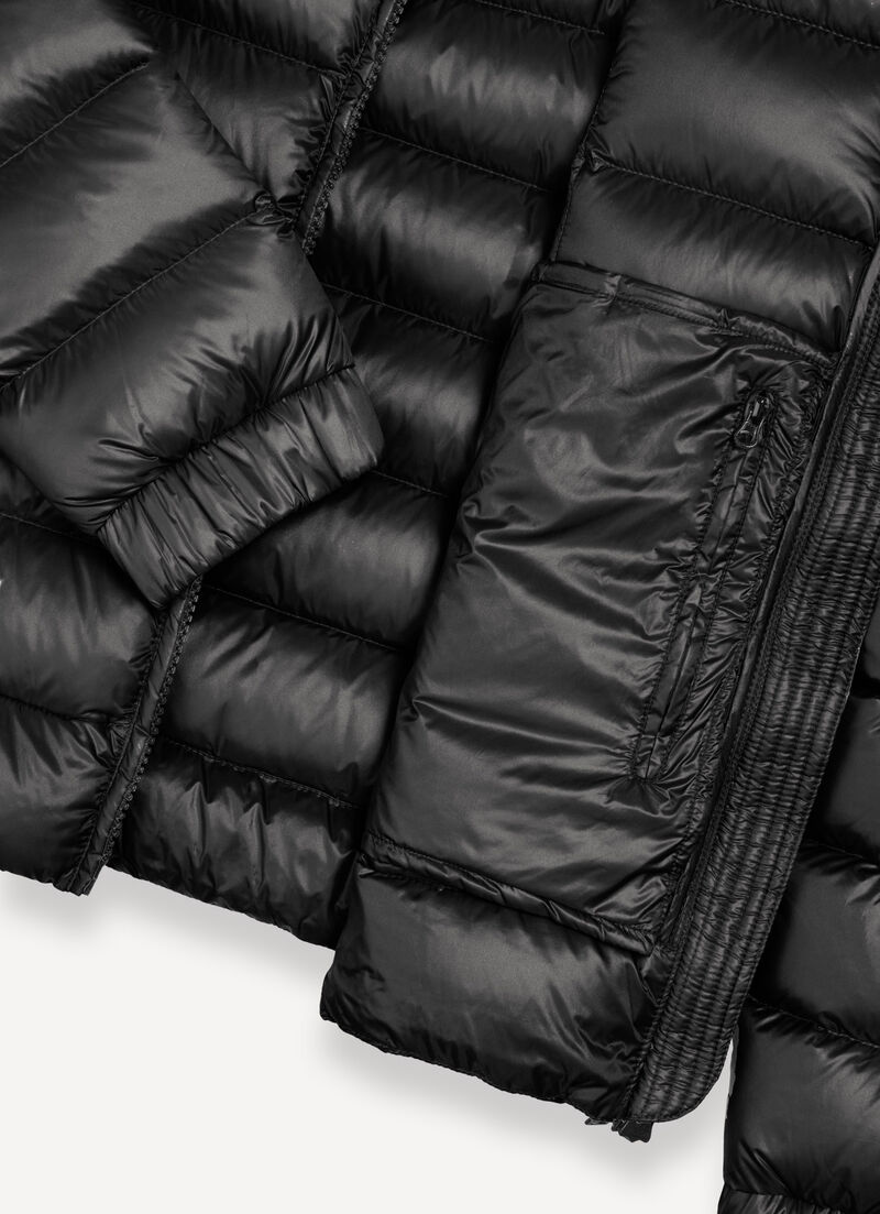 Glossy hooded down jacket