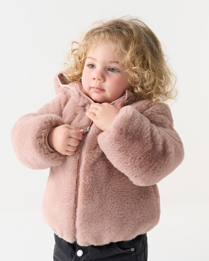 Faux fur down jacket, 6–36 months