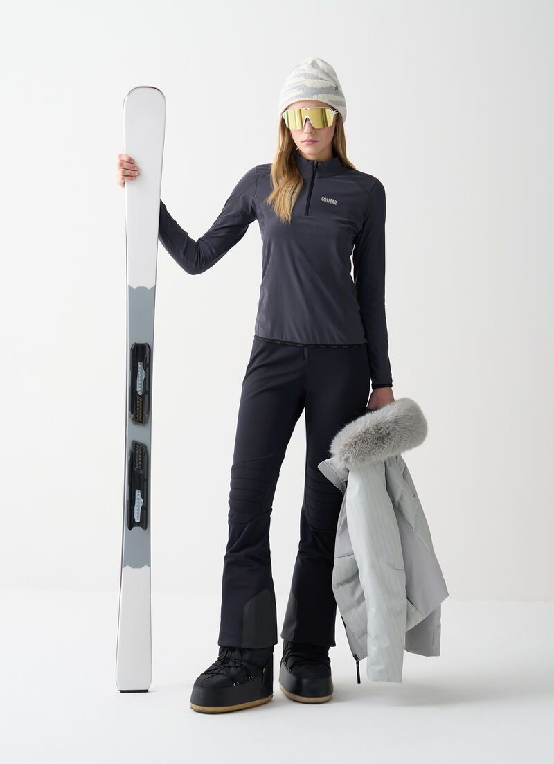 Thermal stretch ski jumper with half-zip