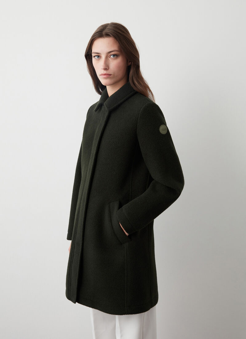 Wool baize coat with zip