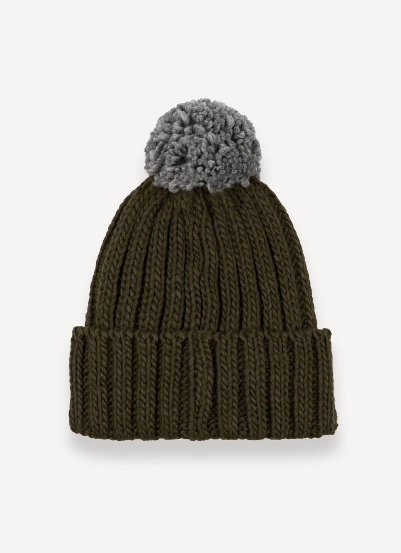 Unisex rib-knit hat with pom-pom