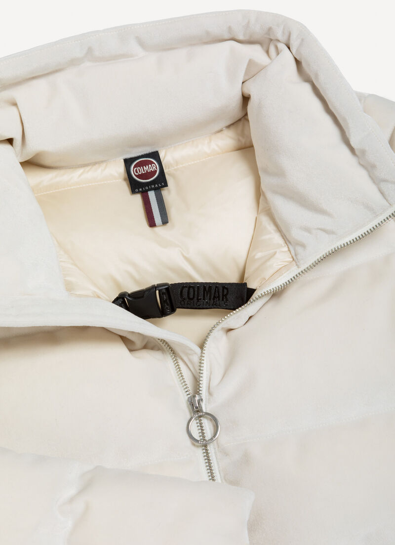 Stretch velvet down jacket