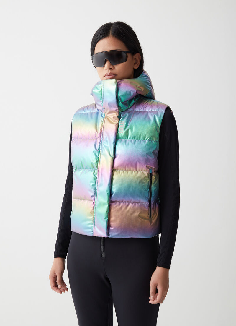 Iridescent puffy gilet