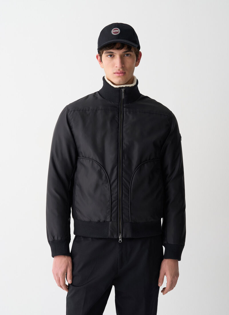 Satin down bomber jacket