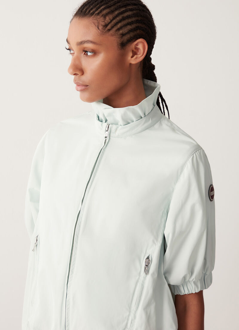 Unlined taffeta jacket with short sleeves