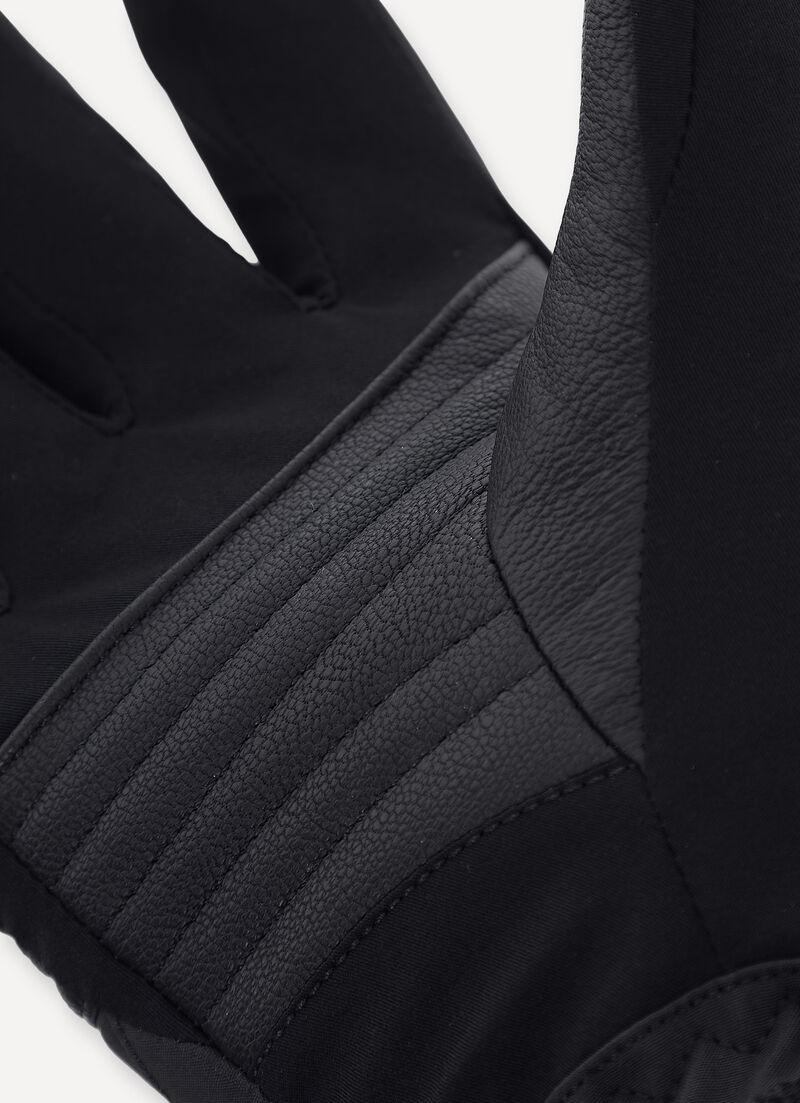 Ski gloves with leather inserts