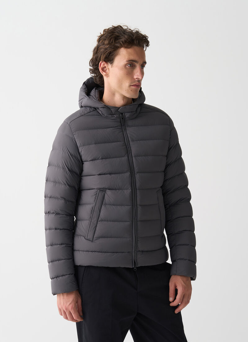 Down jacket with hood