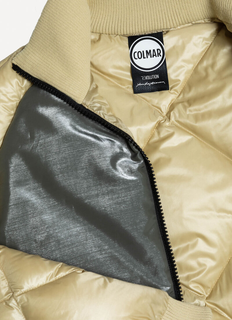 Long colour-block bomber jacket with diamond design