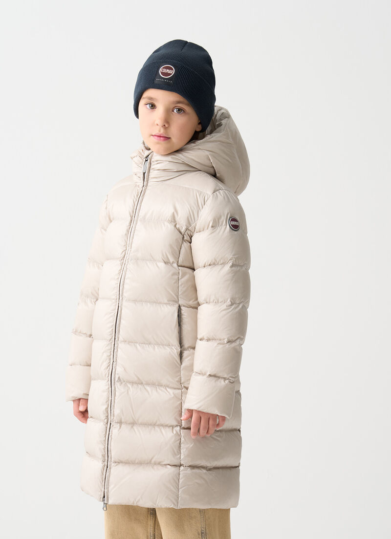 Long down jacket with hood