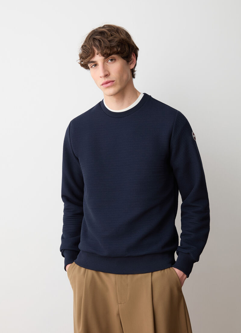 Crew-neck ribbed ottoman sweatshirt