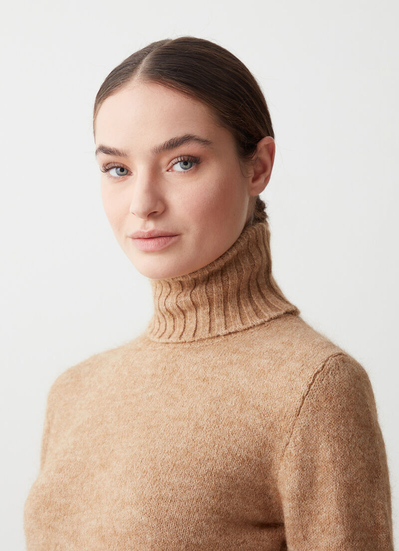 Mohair-blend polo-neck