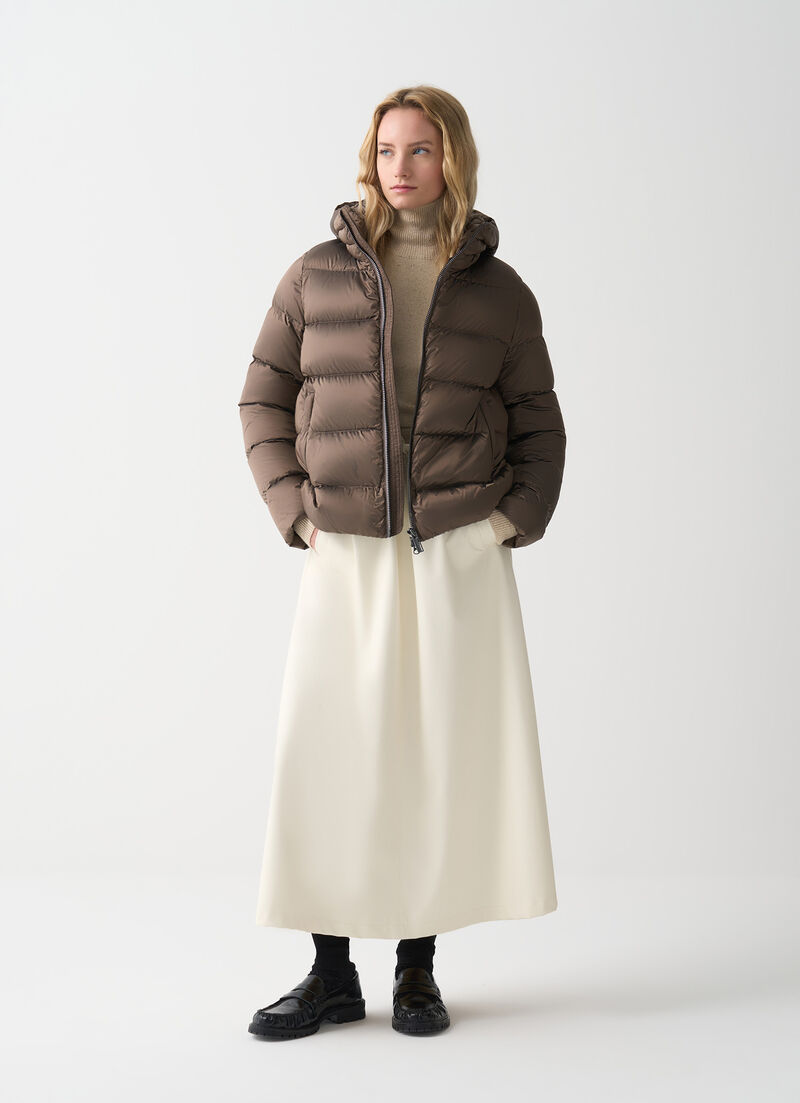 Down jacket with detachable hood
