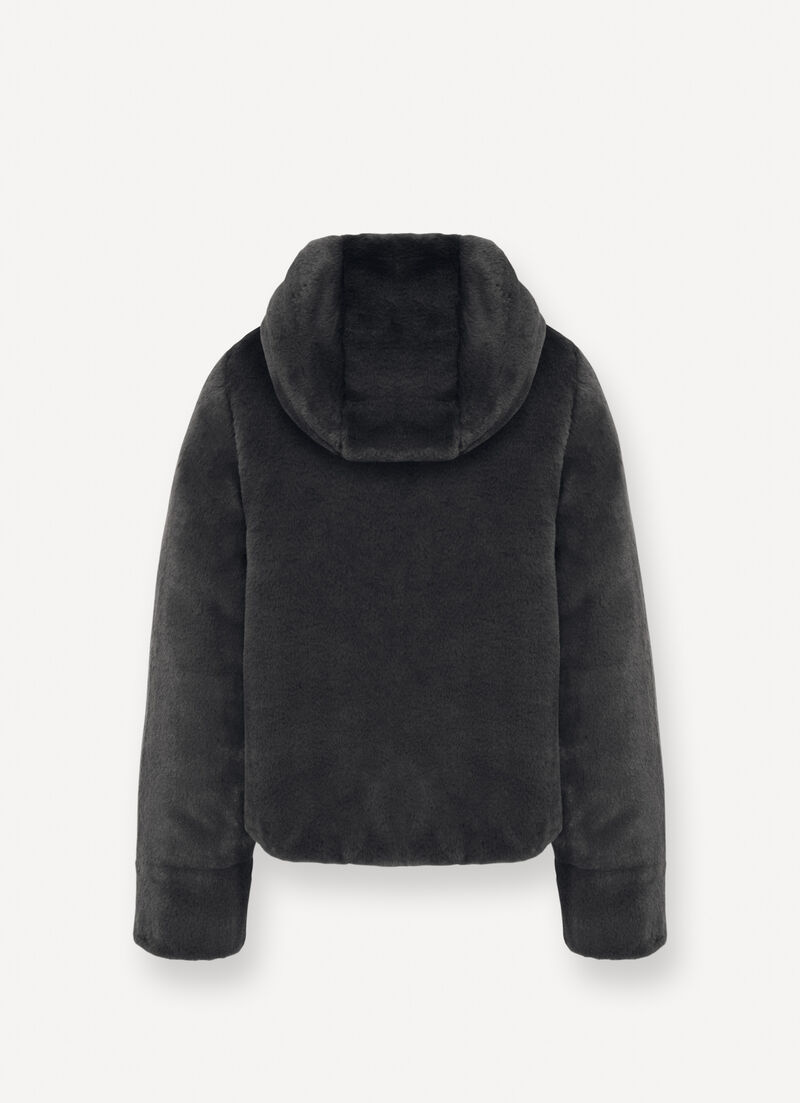 Reversible faux fur down jacket