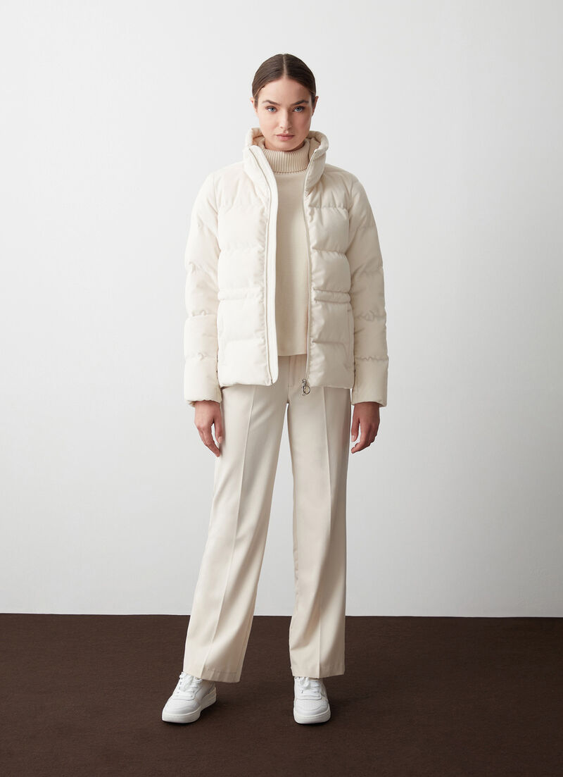 Stretch velvet down jacket