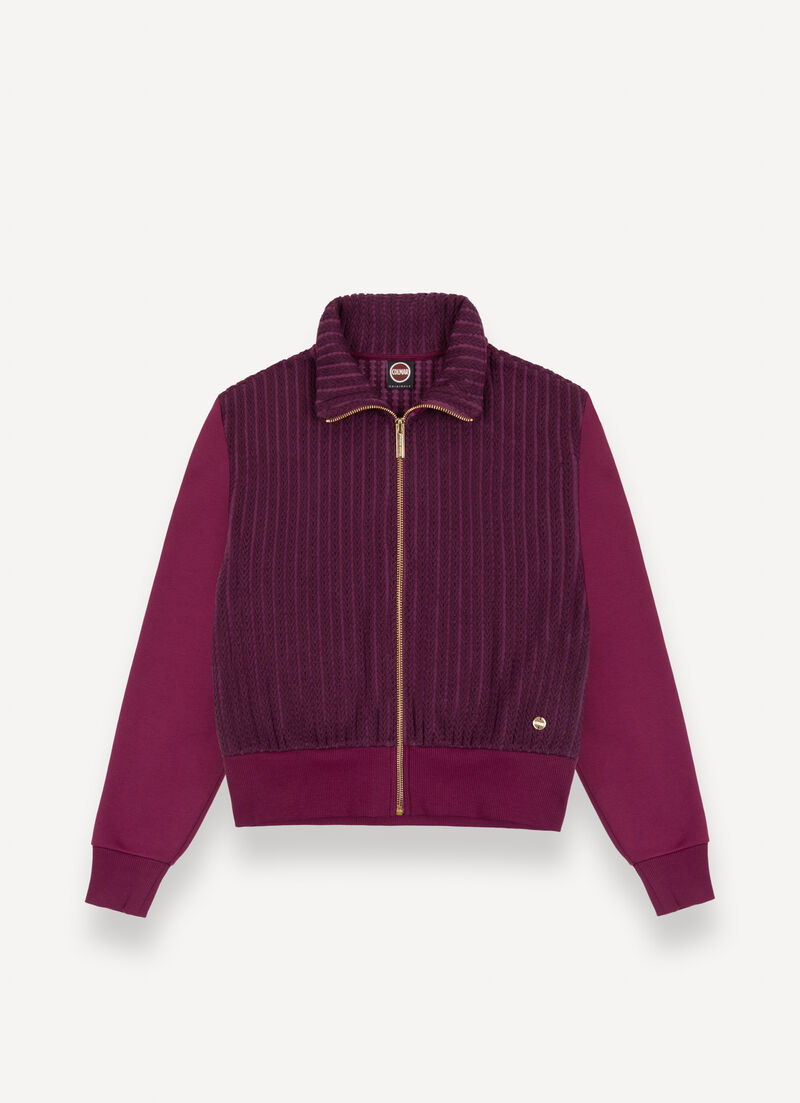 Cable-knit sweatshirt with zip