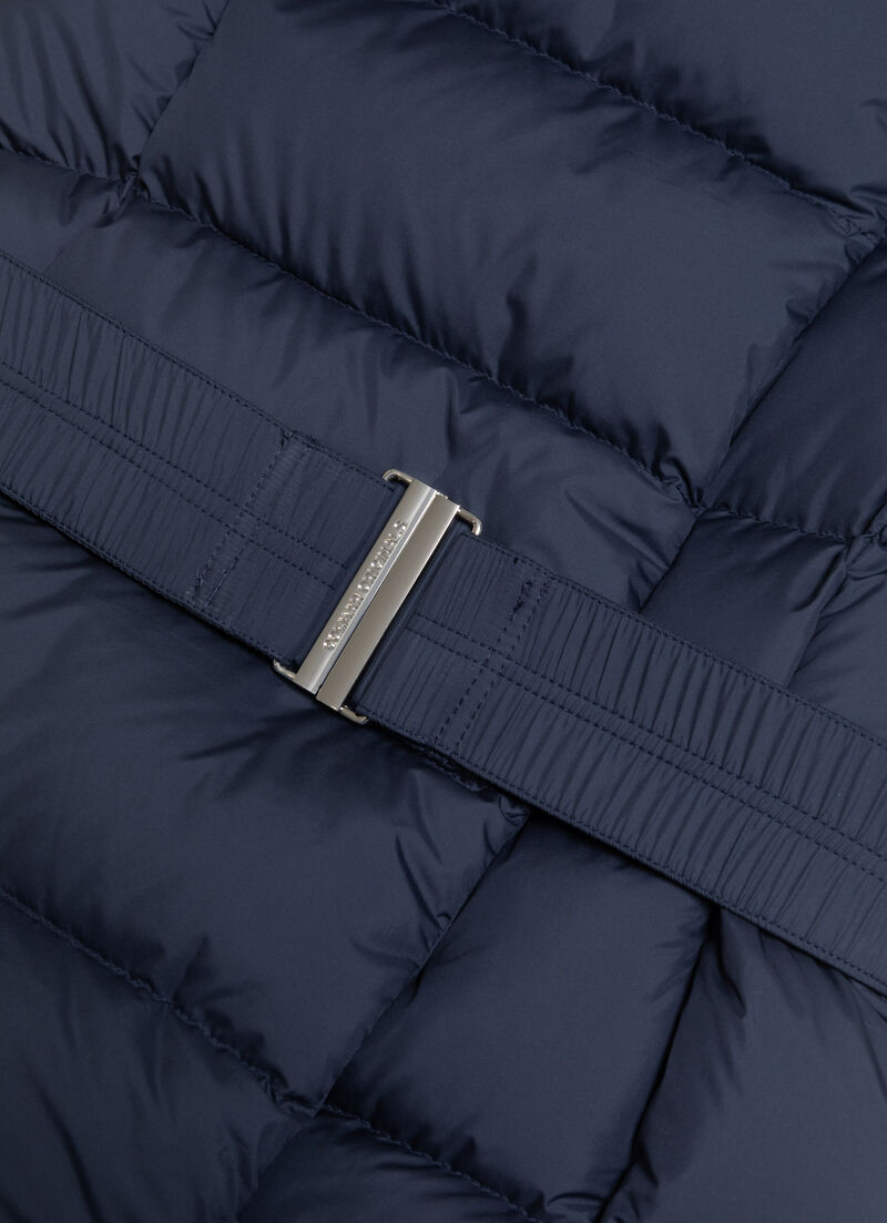 Matte down vest with belt