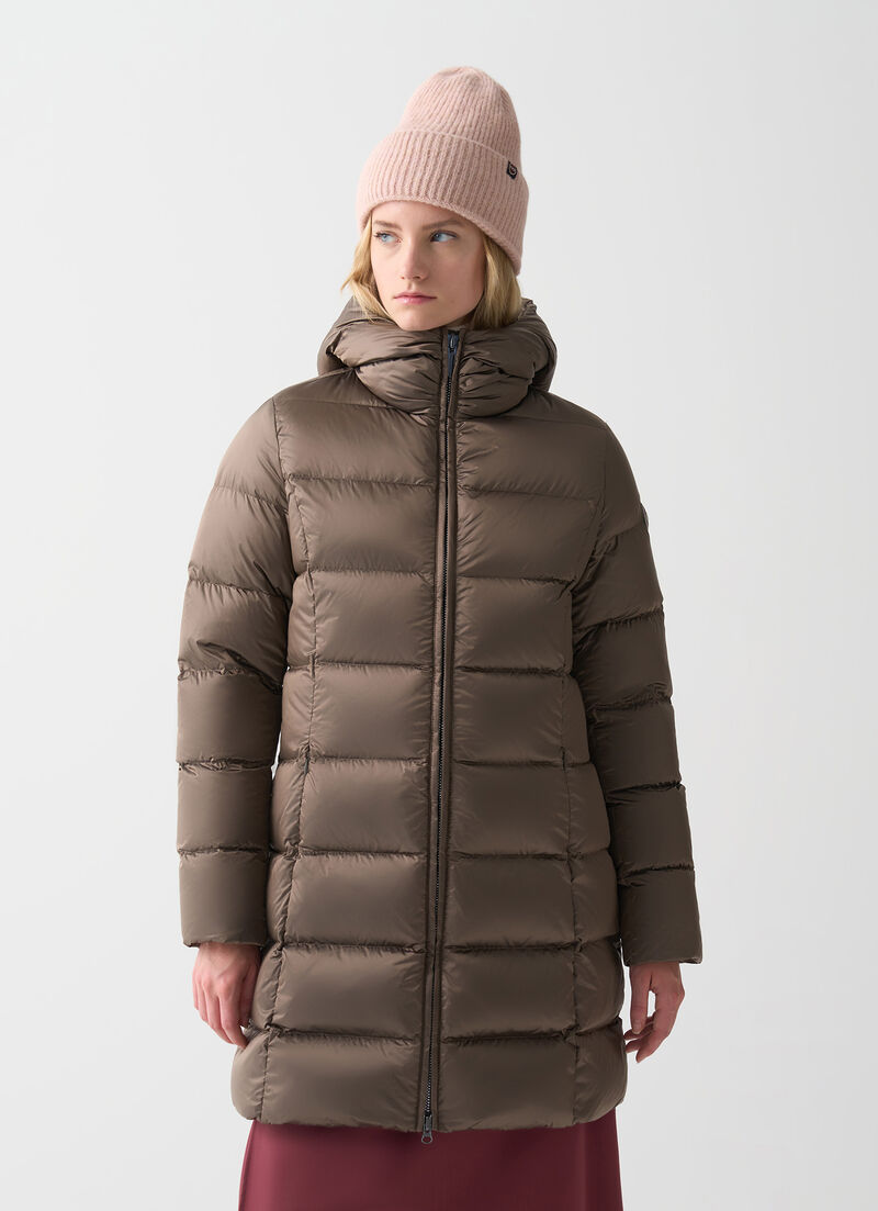 Long down jacket with hood