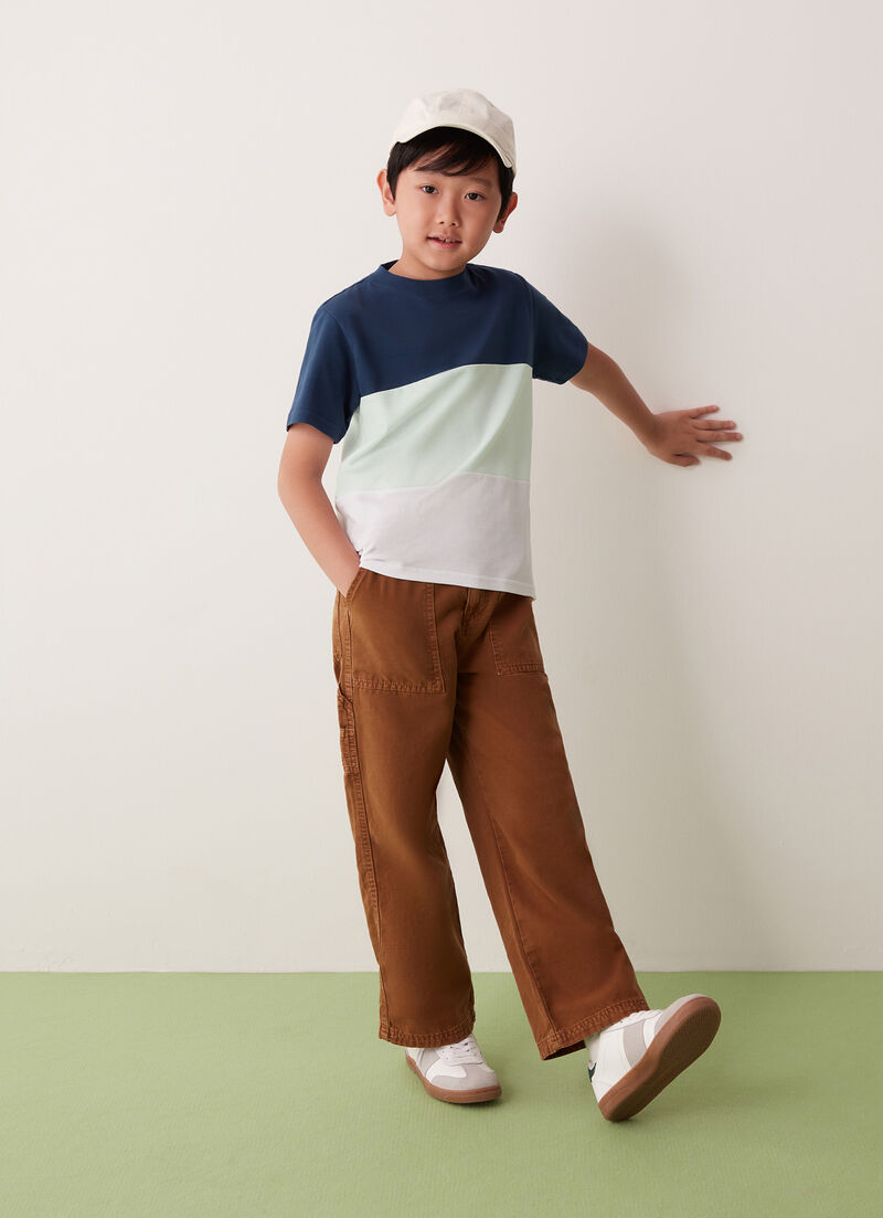 Colour-block cotton piqué T-shirt