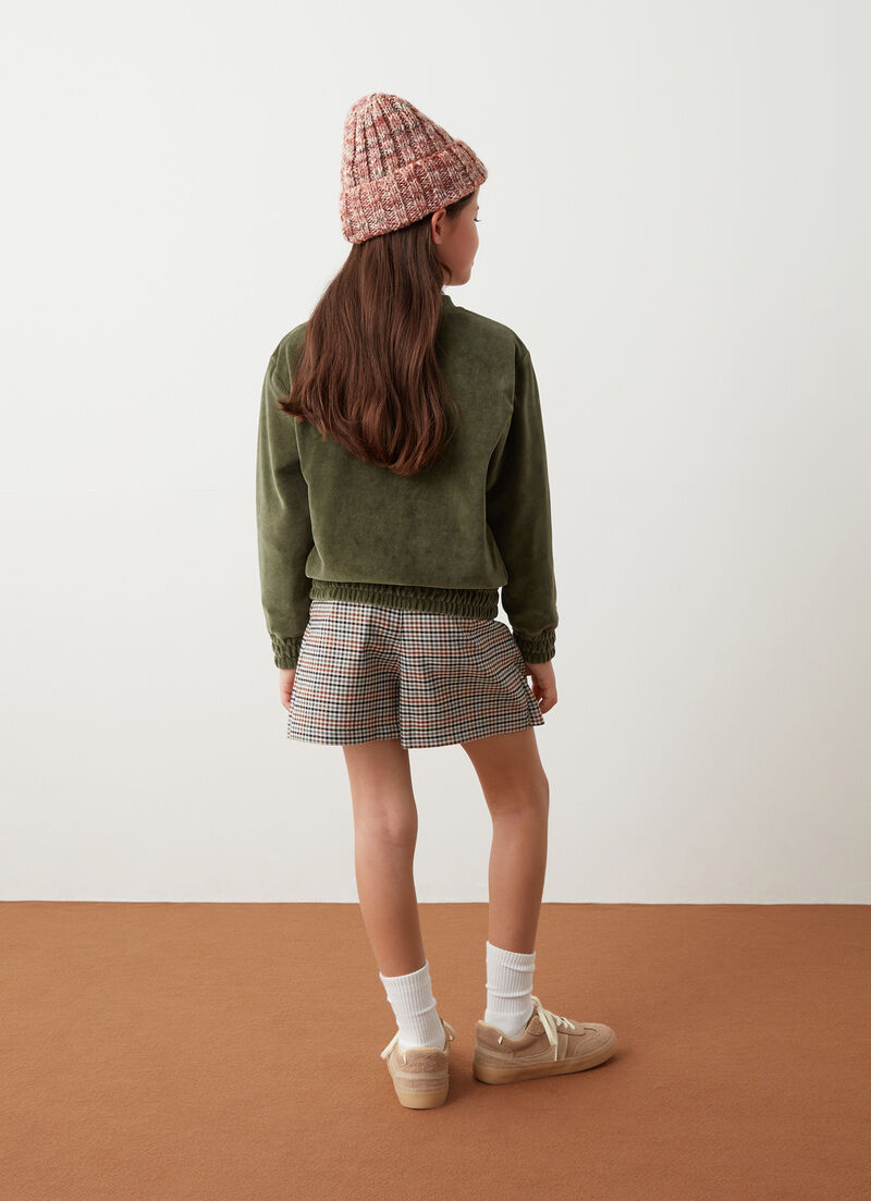 Velvet sweatshirt with stretch band