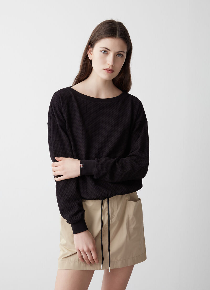 Boat-neck sweatshirt