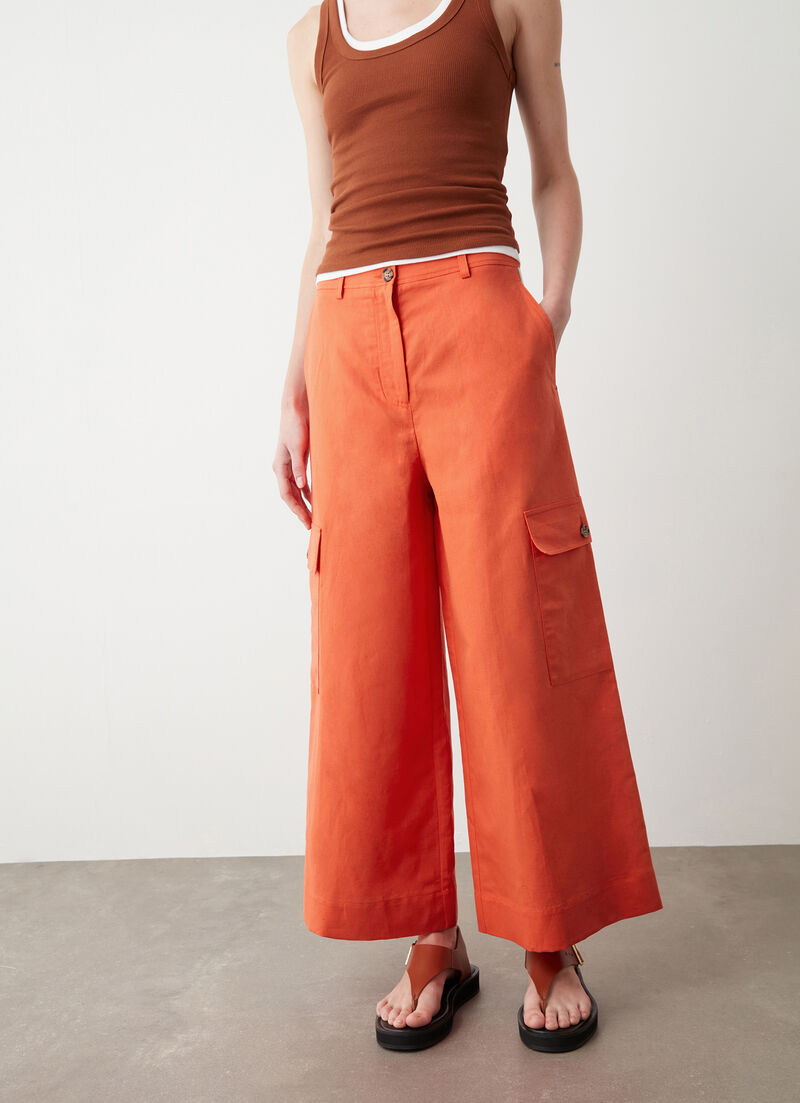 Linen cargo trousers