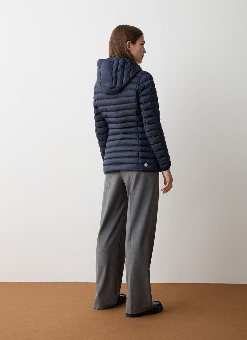 Fitted down jacket with hood