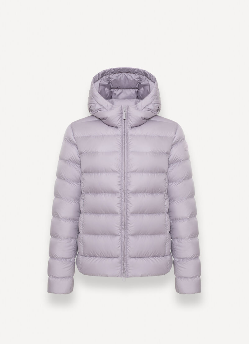 Hooded opaque down jacket