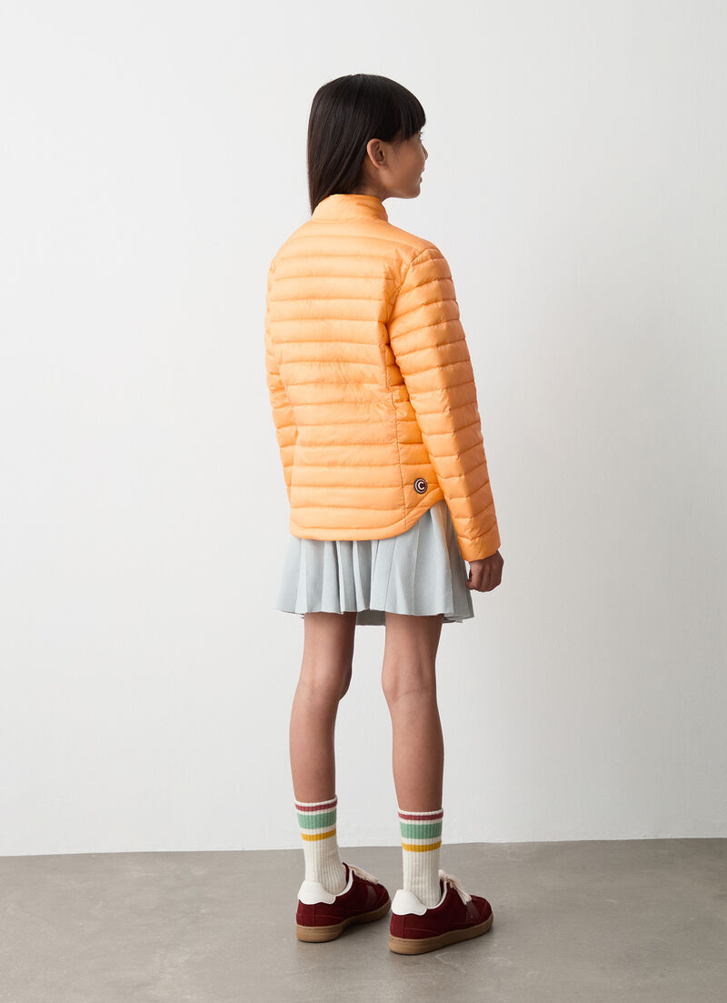 Down jacket with rounded hem