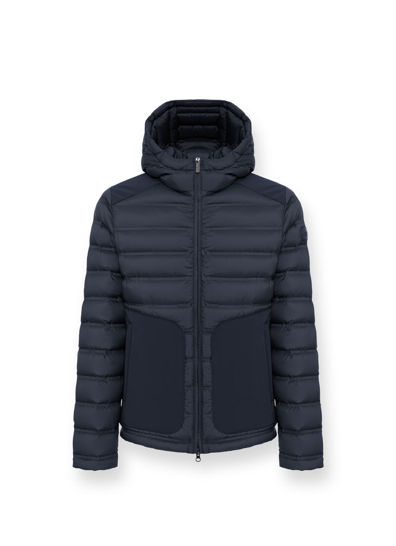 Seamless quilted down jacket with smooth inserts