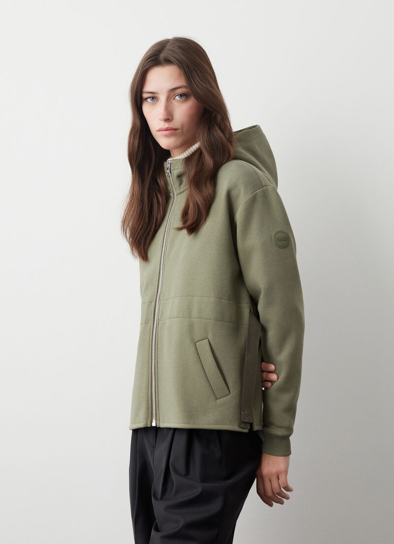 Full-zip sweatshirt with drawstring waist