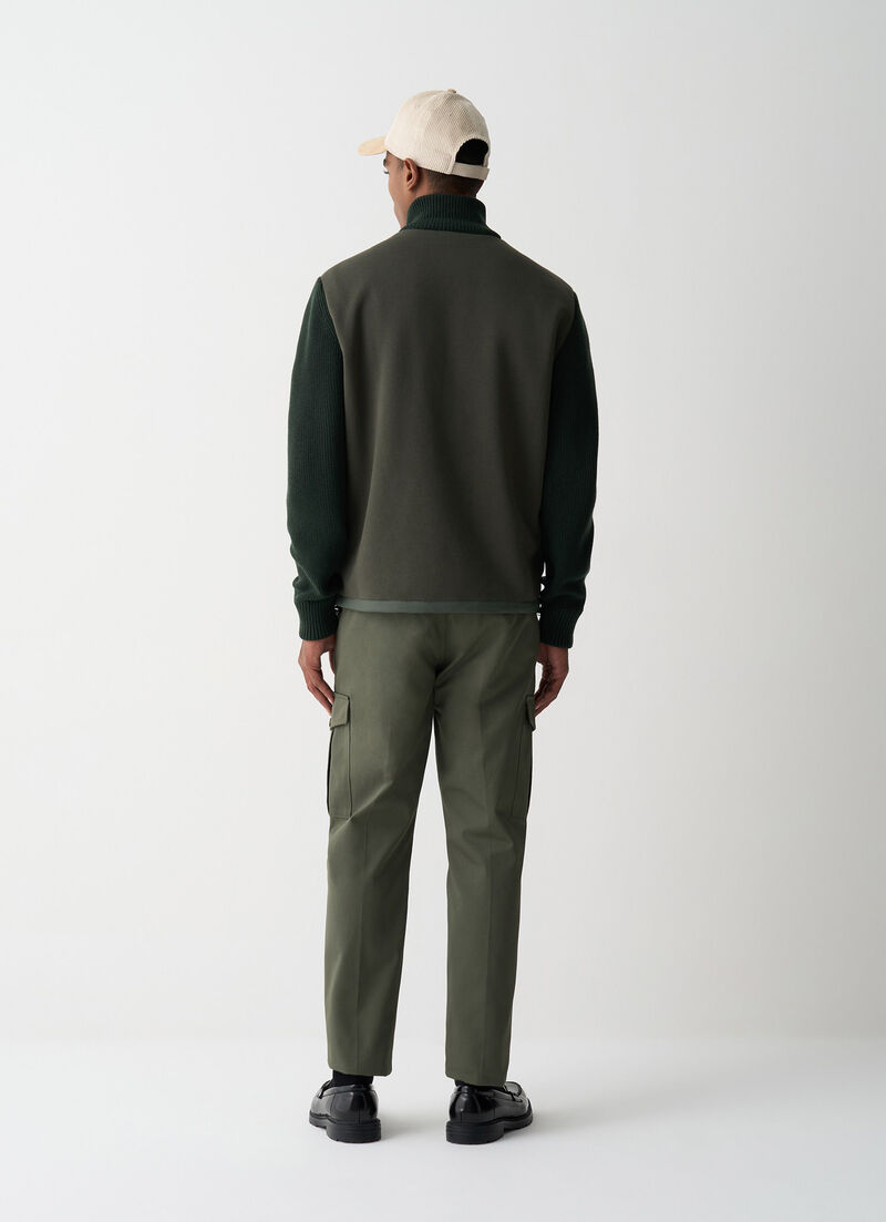 Jacket with knit sleeves