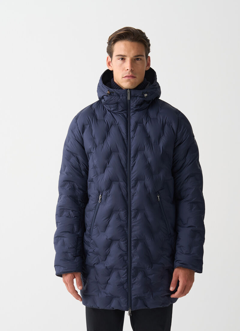 Long reversible waterproof down jacket