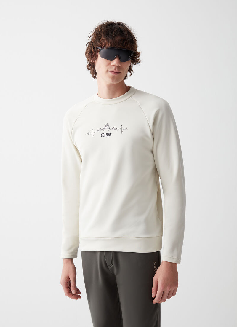 Printed crew-neck stretch ski fleece