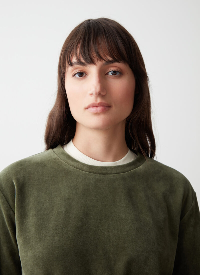 Velvet sweatshirt with stretch band