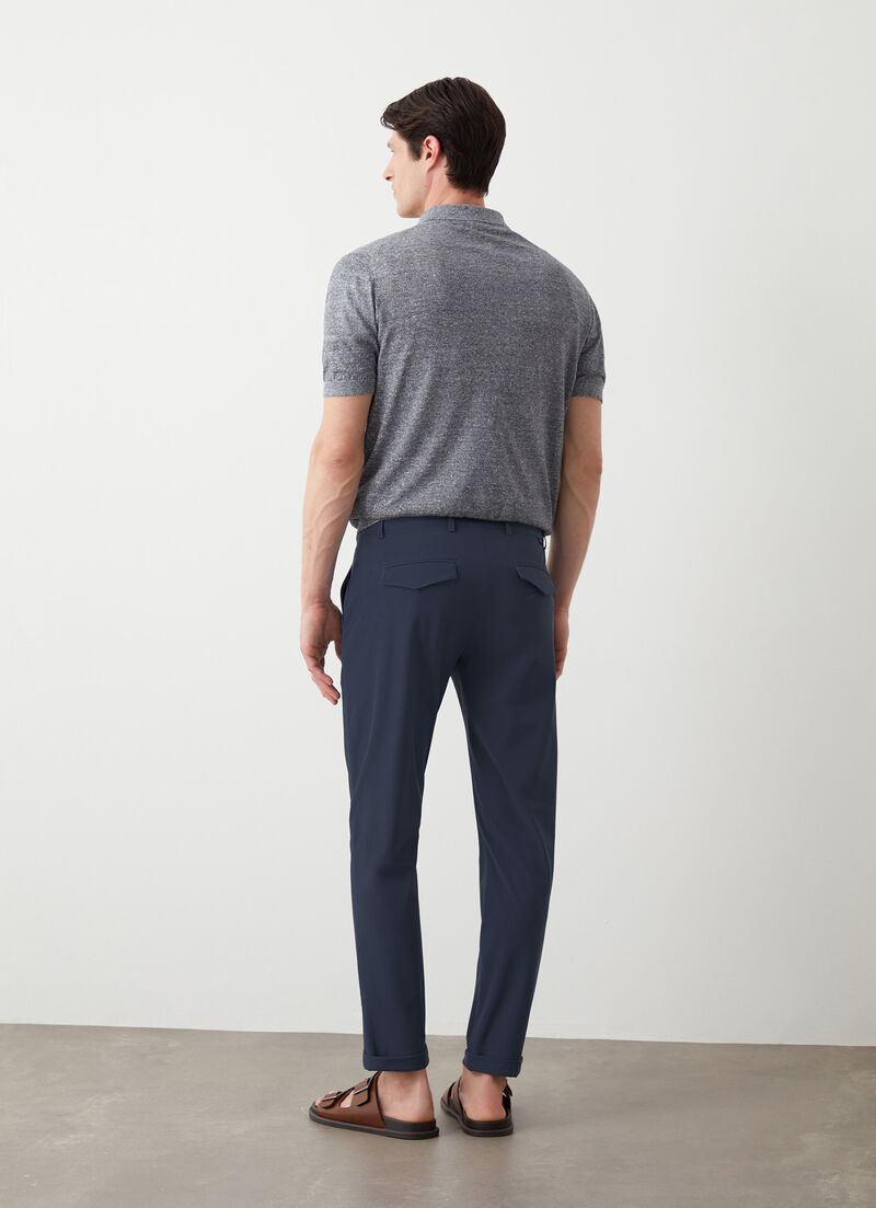 Easy care lightweight trousers with turn-ups
