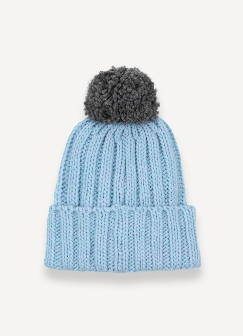 Unisex rib-knit hat with pom-pom