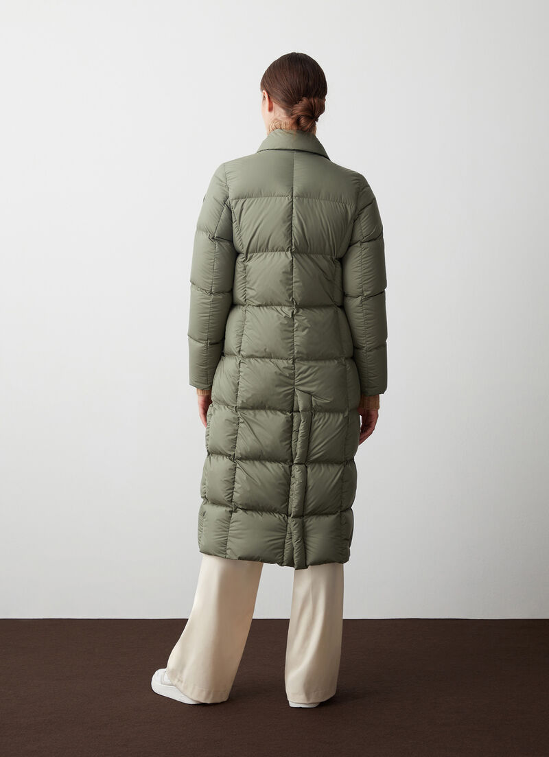 Matte-fabric maxi-down jacket