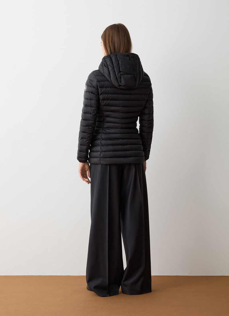 Fitted down jacket with hood