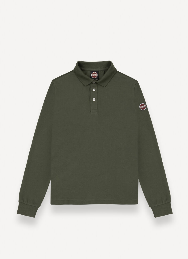 Long-sleeved piqué polo shirt