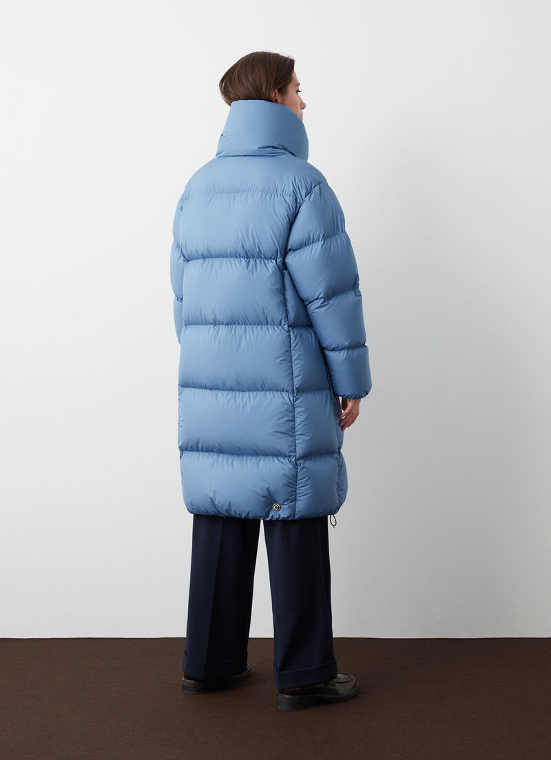 Long oversized down jacket with maxi-collar